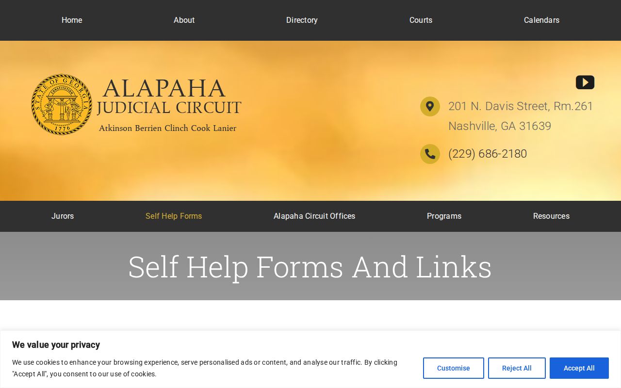 Cook County court dates and self-help forms from the Alapaha Judicial Circuit
