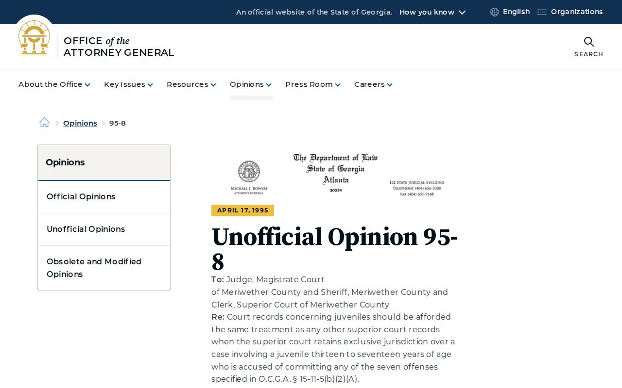 Cook County criminal docket search, Georgia juvenile record access opinion