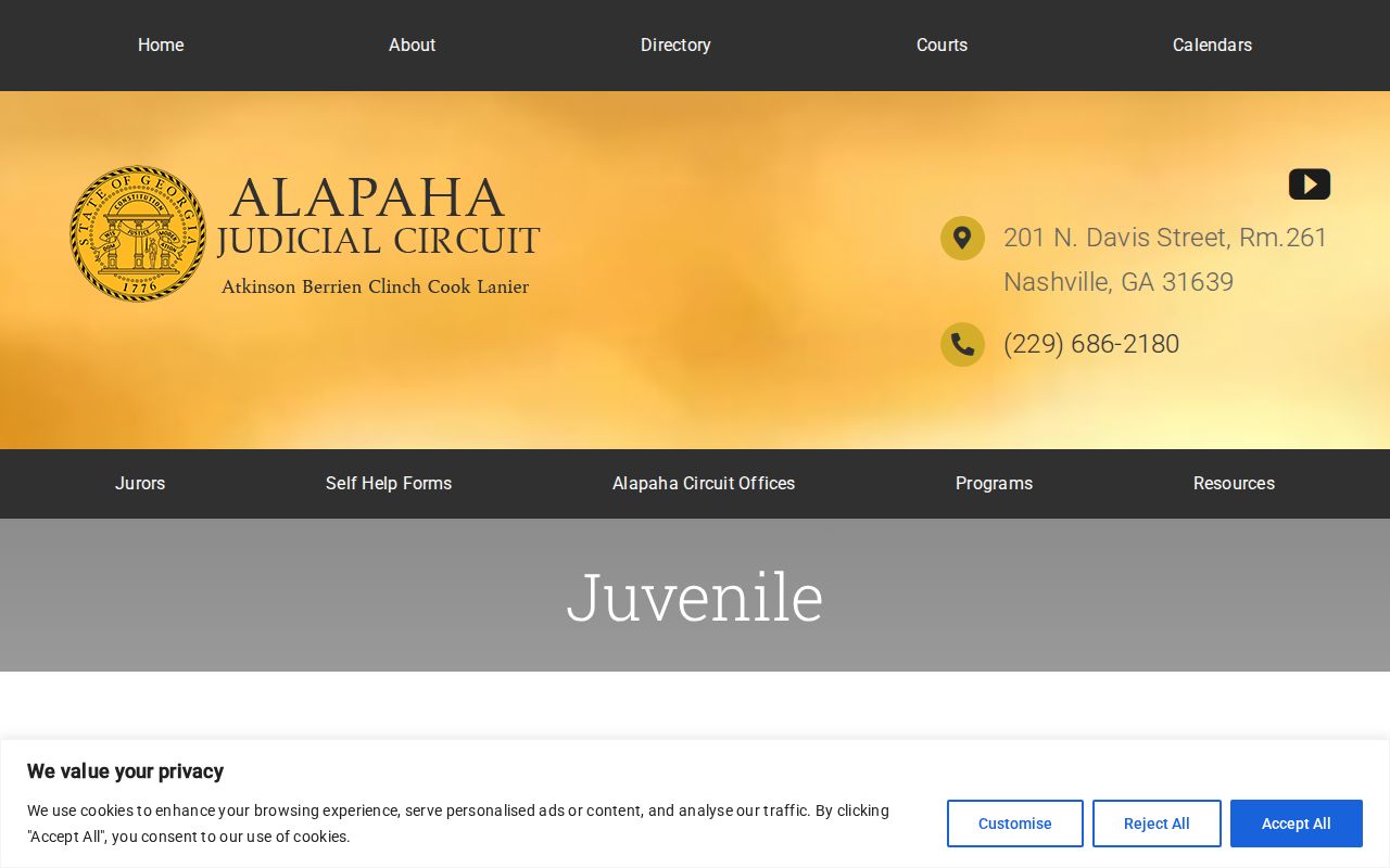 Cook County criminal docket search, Alapaha Judicial Circuit Juvenile Court access information