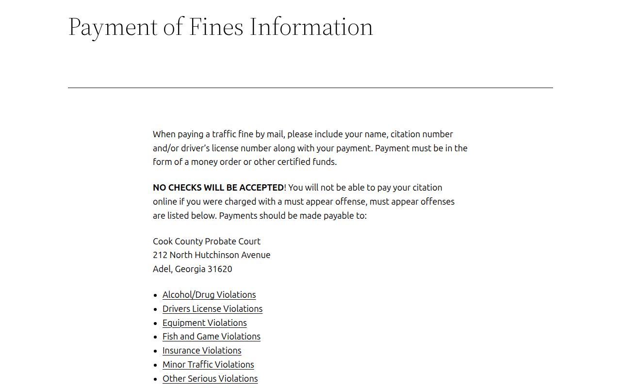 Cook County Probate Court traffic citation payment information