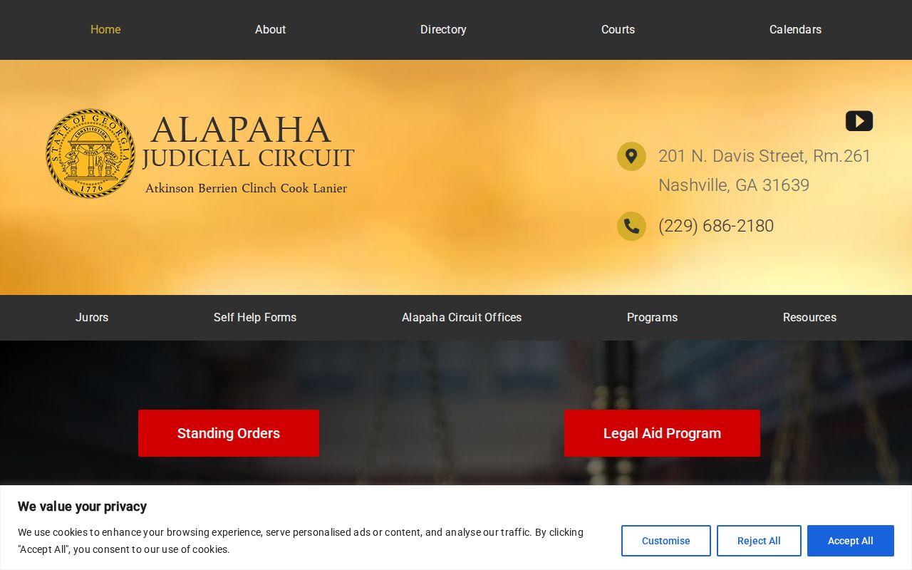 Cook County court docket dates in the Alapaha circuit calendar index
