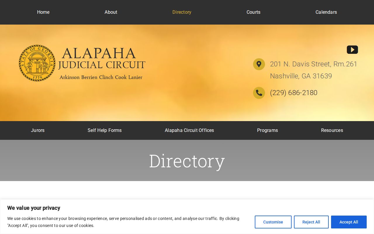 Cook County court docket contacts in the Alapaha Judicial Circuit directory