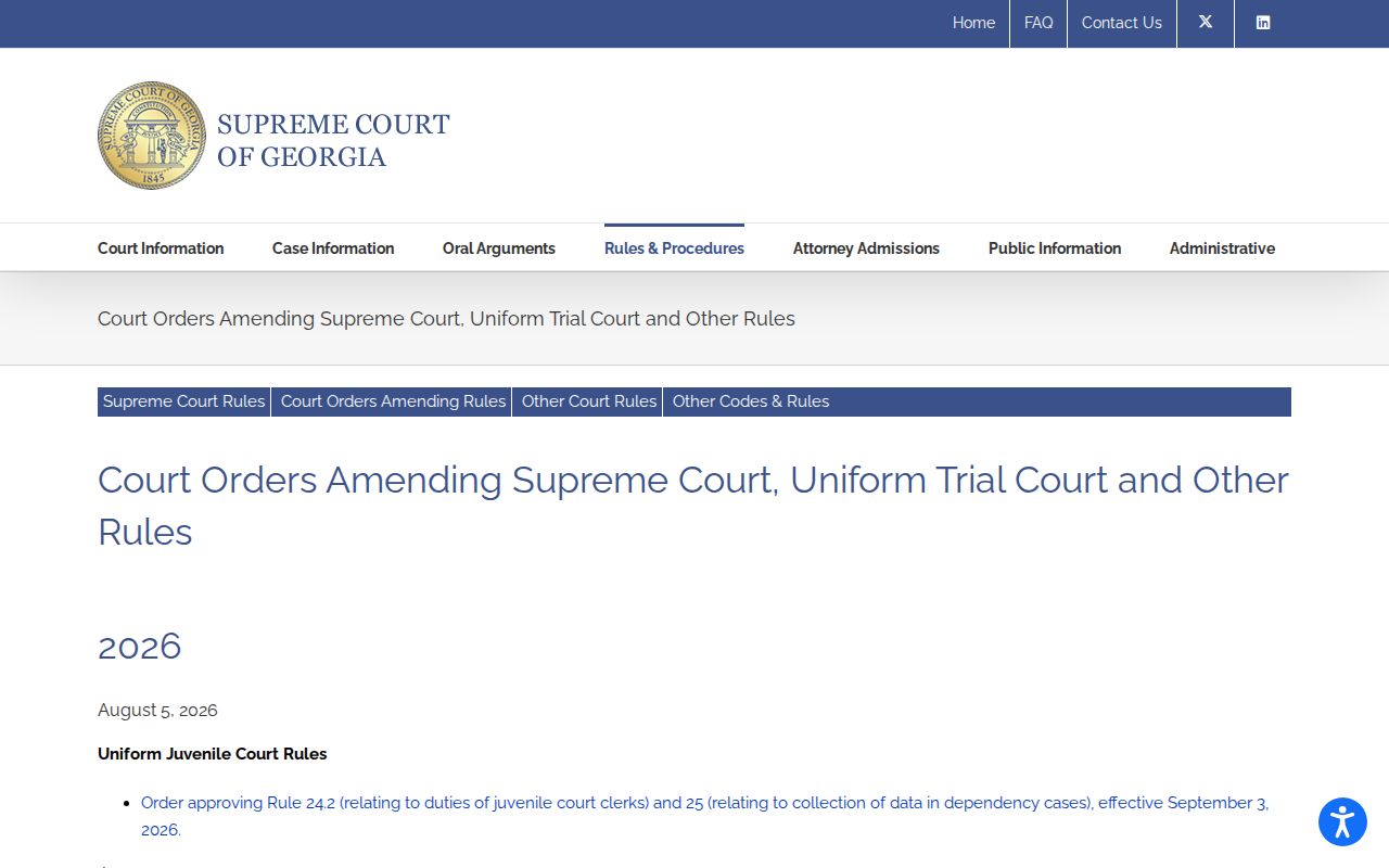 Georgia court rule materials for Cook County docket access